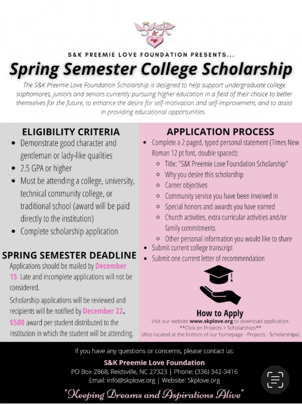 College Scholarship Information - Spring